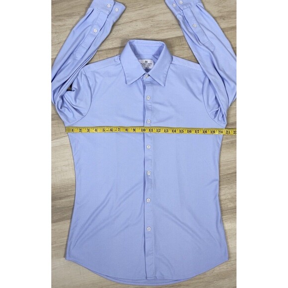 Mizzen+Main Tradition Evolved Blue Trim Fit Performance Button Up Shirt. - Picture 3 of 5